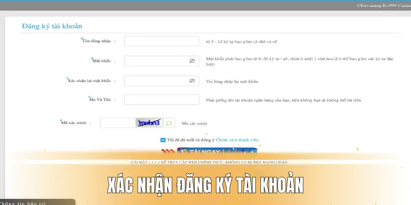 Xác nhận đăng ký tài khoản